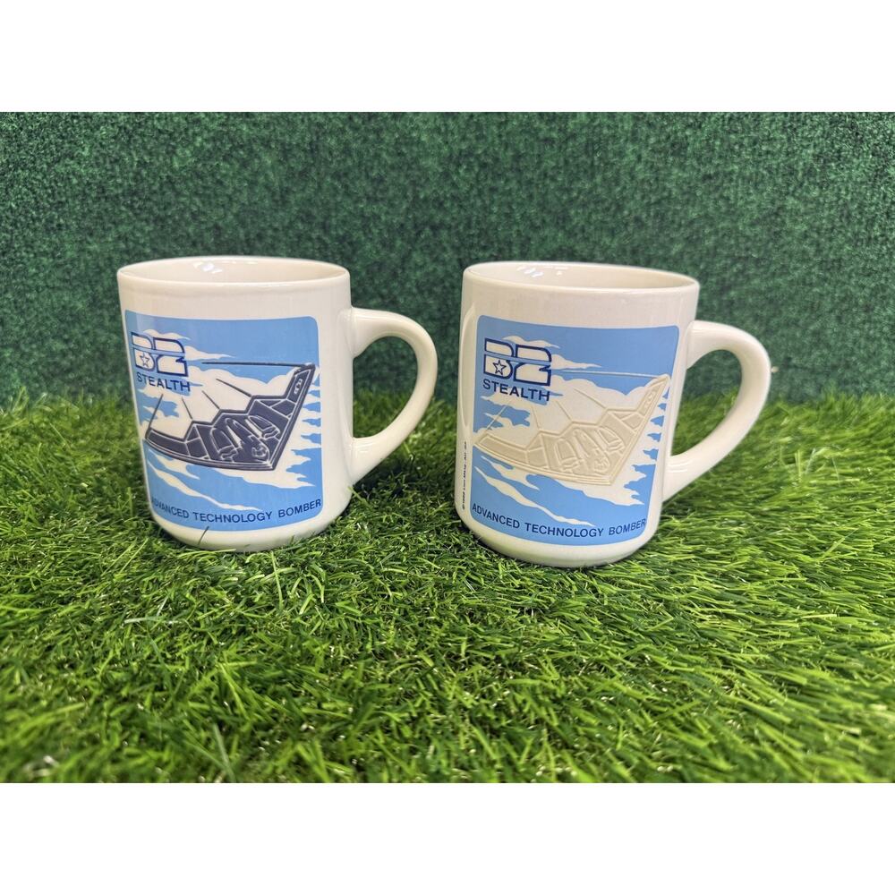 Vintage 1988 B-2 Stealth Advanced Technology Bomber Mug Set - Military Aviation
